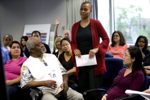 African American woman in group of people